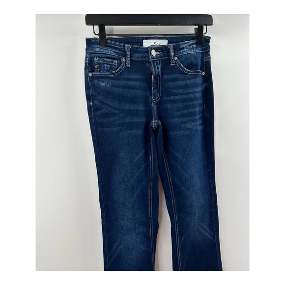 Women's Dark Blue Flare Jeans - Picture 3 of 10